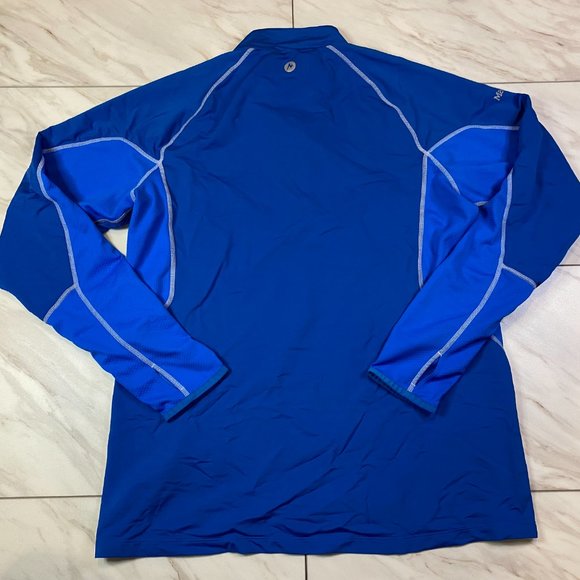 Marmot Lightweight 1/4 Zip Pullover Running Hiking Long Sleeve Shirt Blue XL - Picture 3 of 7